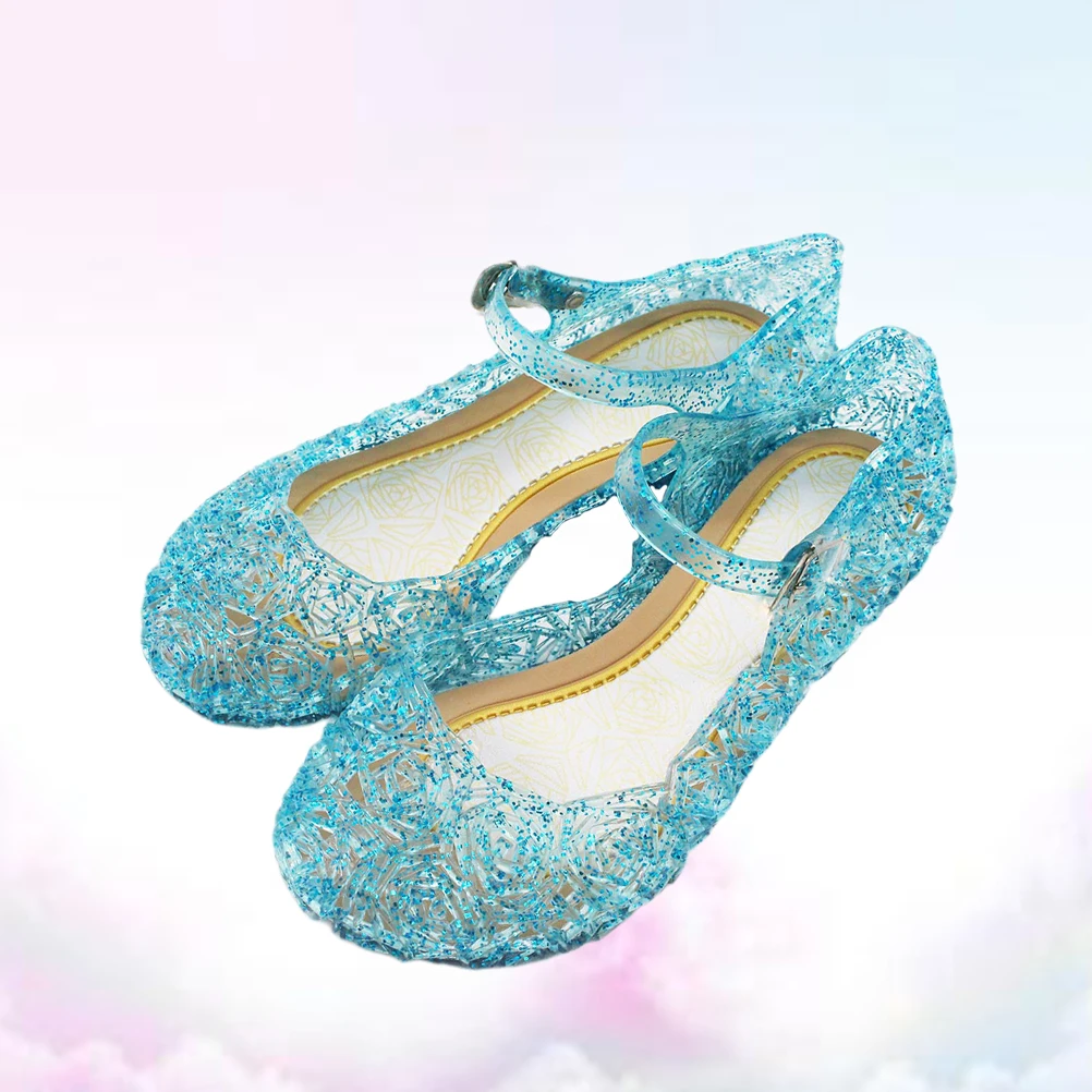 

1Pair Girls Jelly Sandals Size 37 Sky Blue Durable Comfortable Creative High Heel for Daily Fashion Shoes