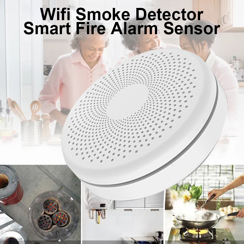 2 In 1 Version WiFi Tuya Smart Co & Smoke Detector Alarm Carbon Monoxide Parlor Room Kitchen Shop Fire PIR Sound Sensor Alert