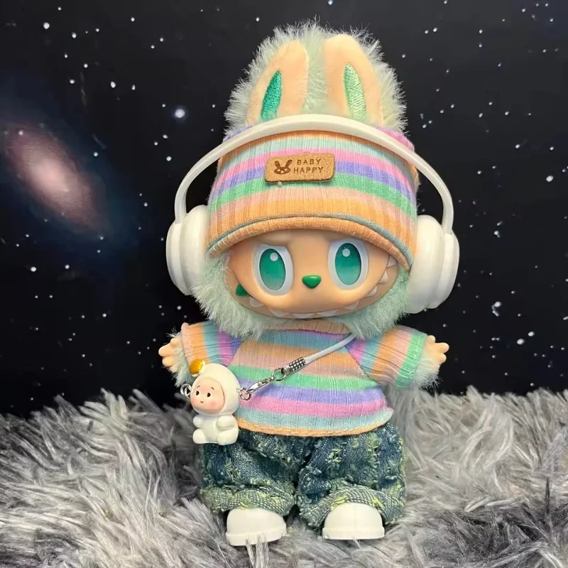 

Tranquil Green Grape Full Set for Labubu Clothes 1st-3rd Gen Complete Outfit with Hat Pants Shoes Headphones Charm Accessories