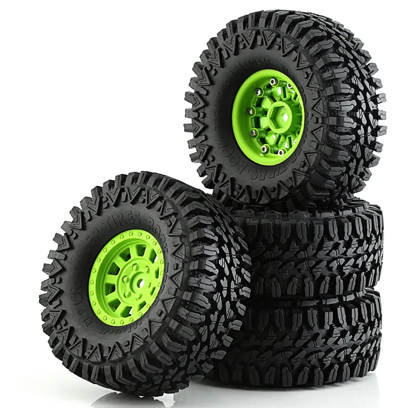 

RC Car 4PCS 110mm 1.9" Beadlock Wheel Rim Tire Set for 1/10 RC Crawler Car Traxxas TRX4 RC4WD D90 Axial SCX10 II III Redcat MST