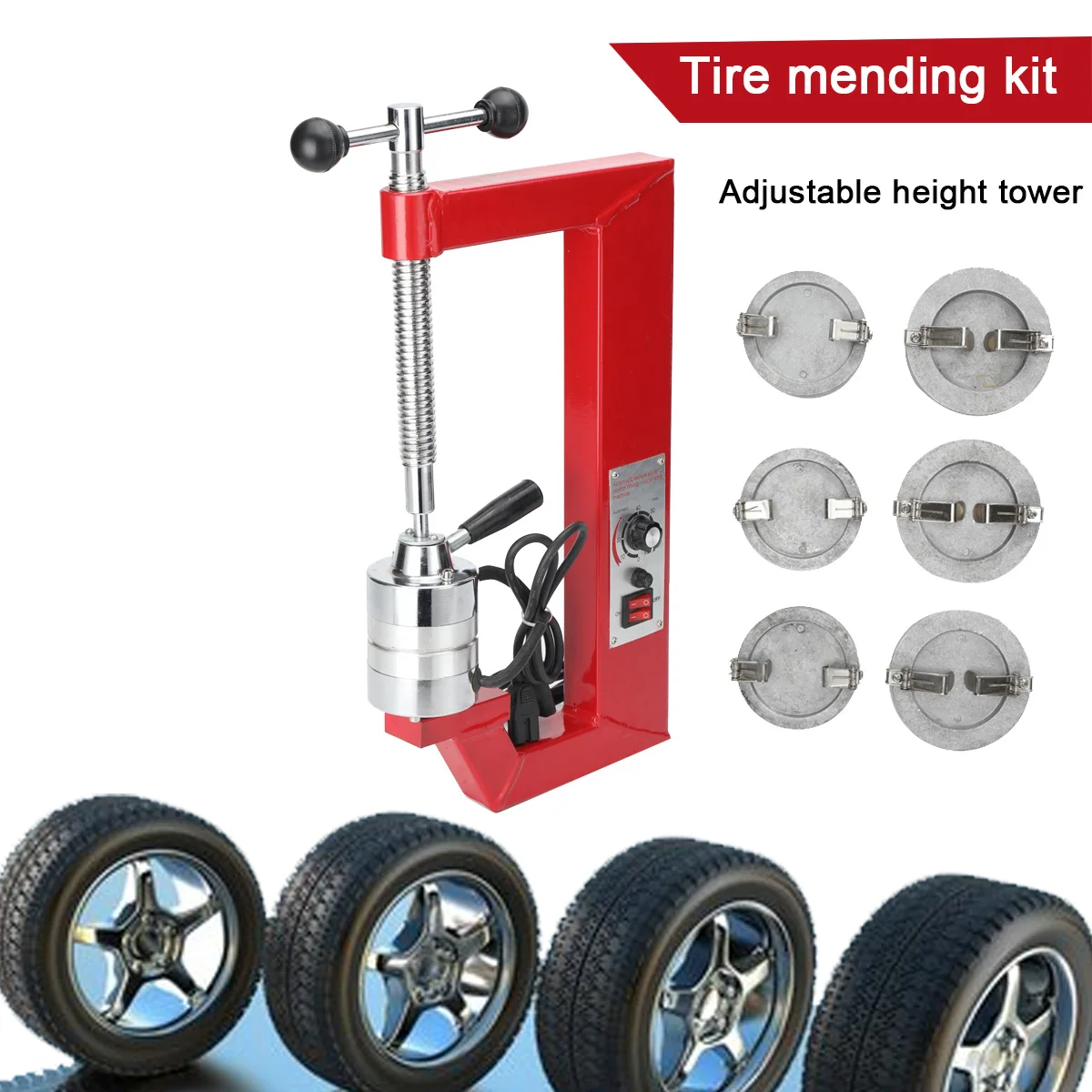 Car Automatic Temperature Control Vulcanizing Machine 110V With 6 Molds Vulcanizer Tire Patch Repair Tool Kit