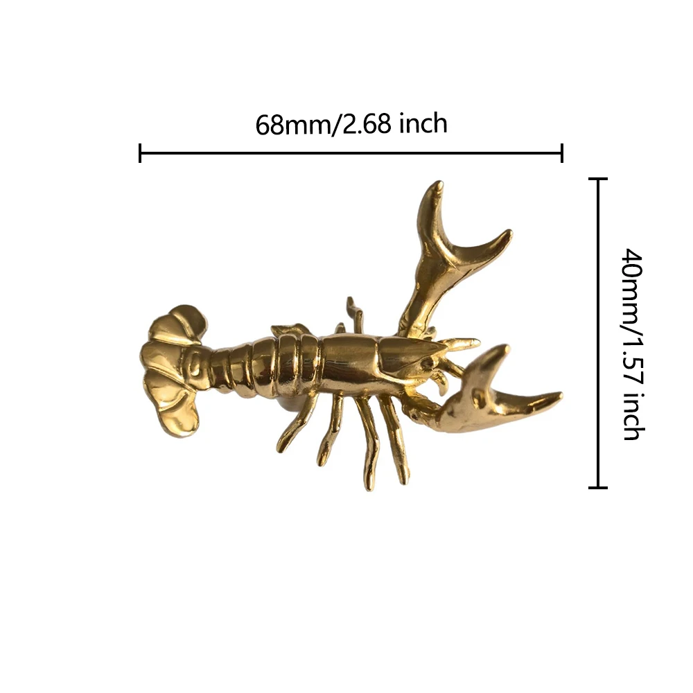 Lobster Brass Cabinet Door Knobs Drawer Pulls Sea Life Dresser Knobs Furniture Pulls Kitchen Handles Sideboard Pulls Hardware