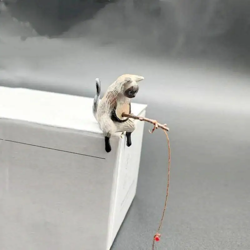 Mini Siedzące Koty Wędkarskie Figurka Urocze Koty Statuetka Śliczne Kociak Rzemiosło Kociak Ozdoby Mini Statuetka Kota Dekor Małe Akwarium — zdjęcie 4