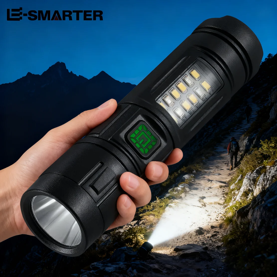 

Powerful LED Flashlight (Rechargeable) with Battery Torch for Camping, Fishing, Hunting​