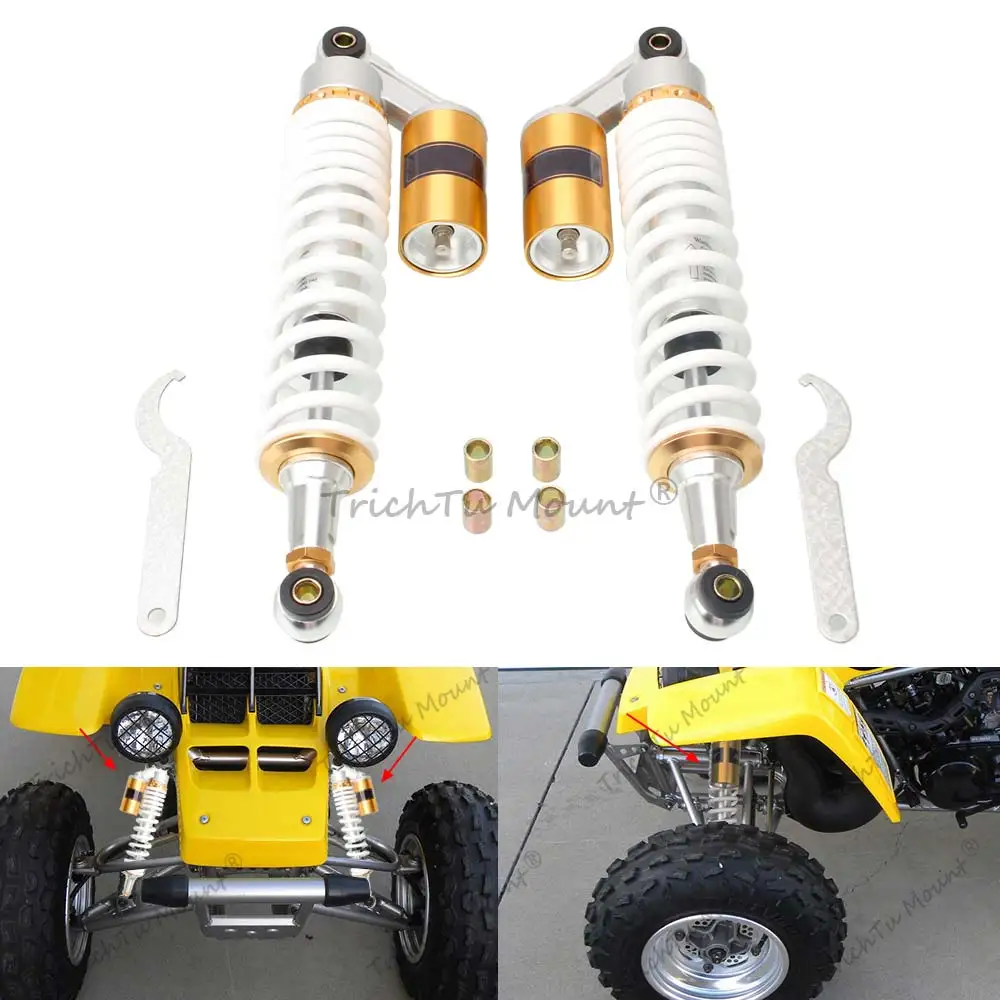 1Pair Air Shocks Absorbers Set Fit For Yamaha Banshee 350 (Yfz350) 1987-2006 High Quality Solid Steel Aluminium Alloy White Gold