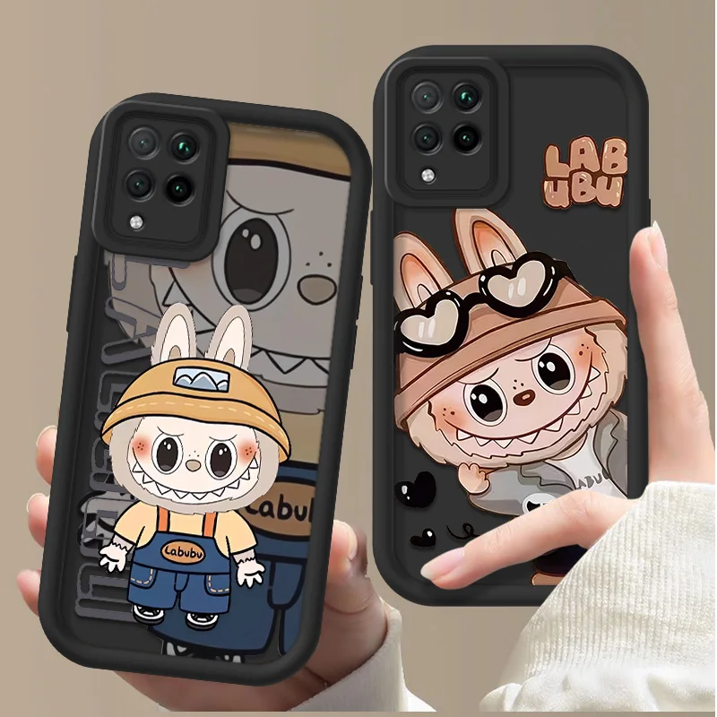 Cartoon LaBuBu Pink Bear Etui na telefon do Samsung Galaxy M12 M22 M32 M13 F02S F04 F12 F42 Etui Angle Eyes Shockproof Soft Cover