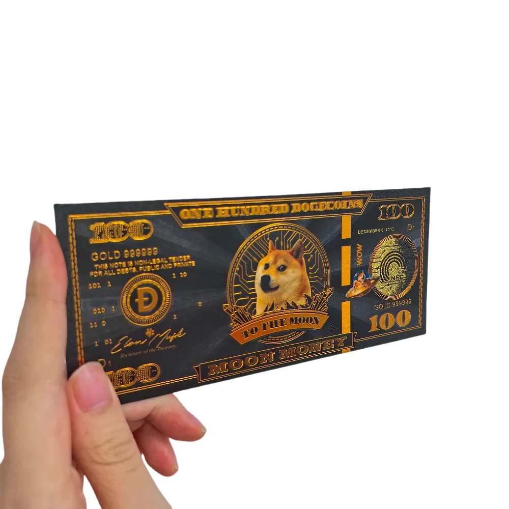 جميلة سوداء مائة Dogecoins القمر المال إلى القمر الأوراق النقدية المشفرة #2