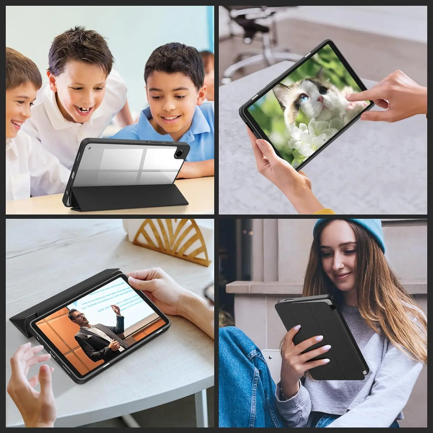 Für Galaxy S9+/S9FE+/S9+/A9/A9+ Acryl-Schutzhülle mit Stiftfach, dreifach faltbare, sturzsichere Tablet-Lederhülle – Detail 8