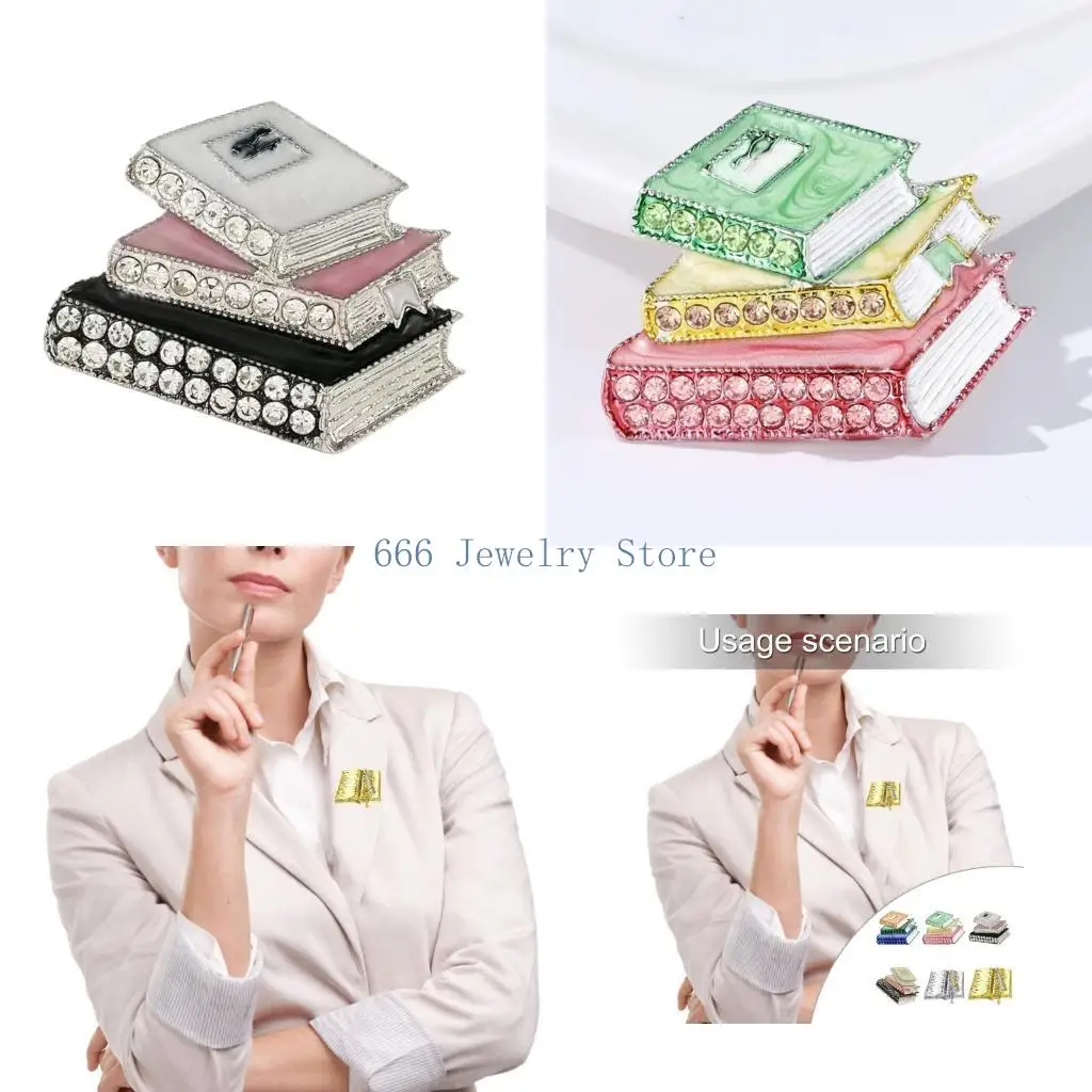 

F2TD художественная брошь в форме книги с эмалью и стразами для любителей культурного самовыражения и моды, ищущих уникальные