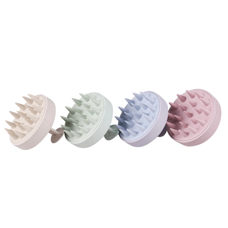 Wheat Straw Silicone Shampoo Brush Scalp Scrubber Massager Brush