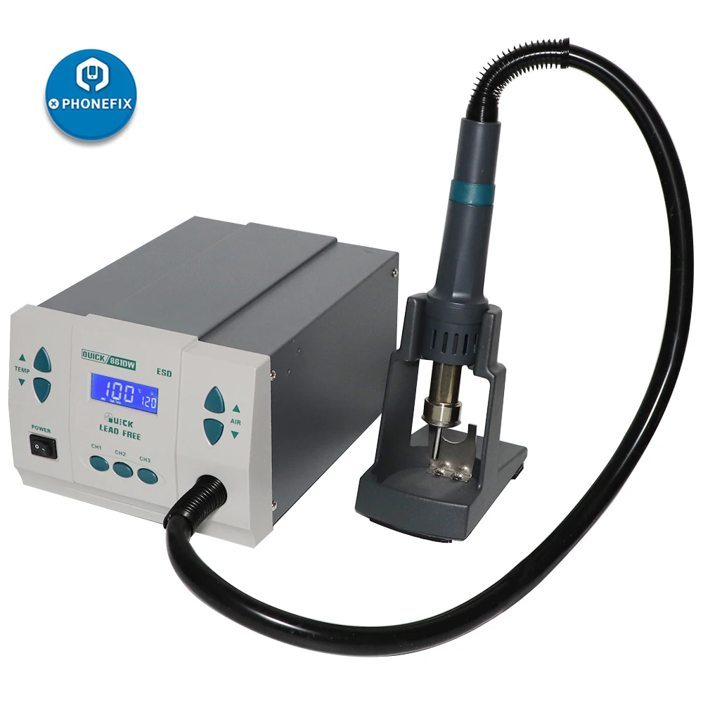 QUICK 861DW Soldering Station Hot Air Welding and Rework Station With Nozzles for Mobile Phone BGA Desoldering Repair Tools