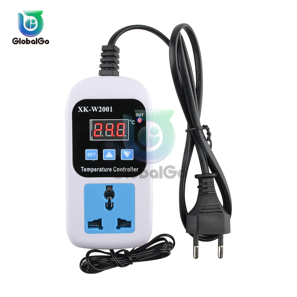 digital led controlador de temperatura termostato termorregulador incubadora temp controle interruptor sonda 220v xk w2001 01