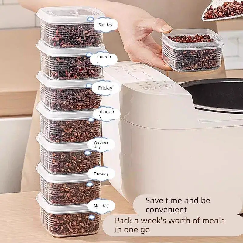 Portable Sealed Freshness Preservation Box for Outdoor Rough Rice Grain Meal Fat Reduction Quantitative Freshness Fridge Stor...