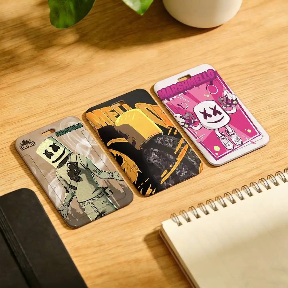 Marshmello Game F-Fortnite Lanyard Pull Back Clip Holder and Card Holder Rotating Back ID Card Family Gift