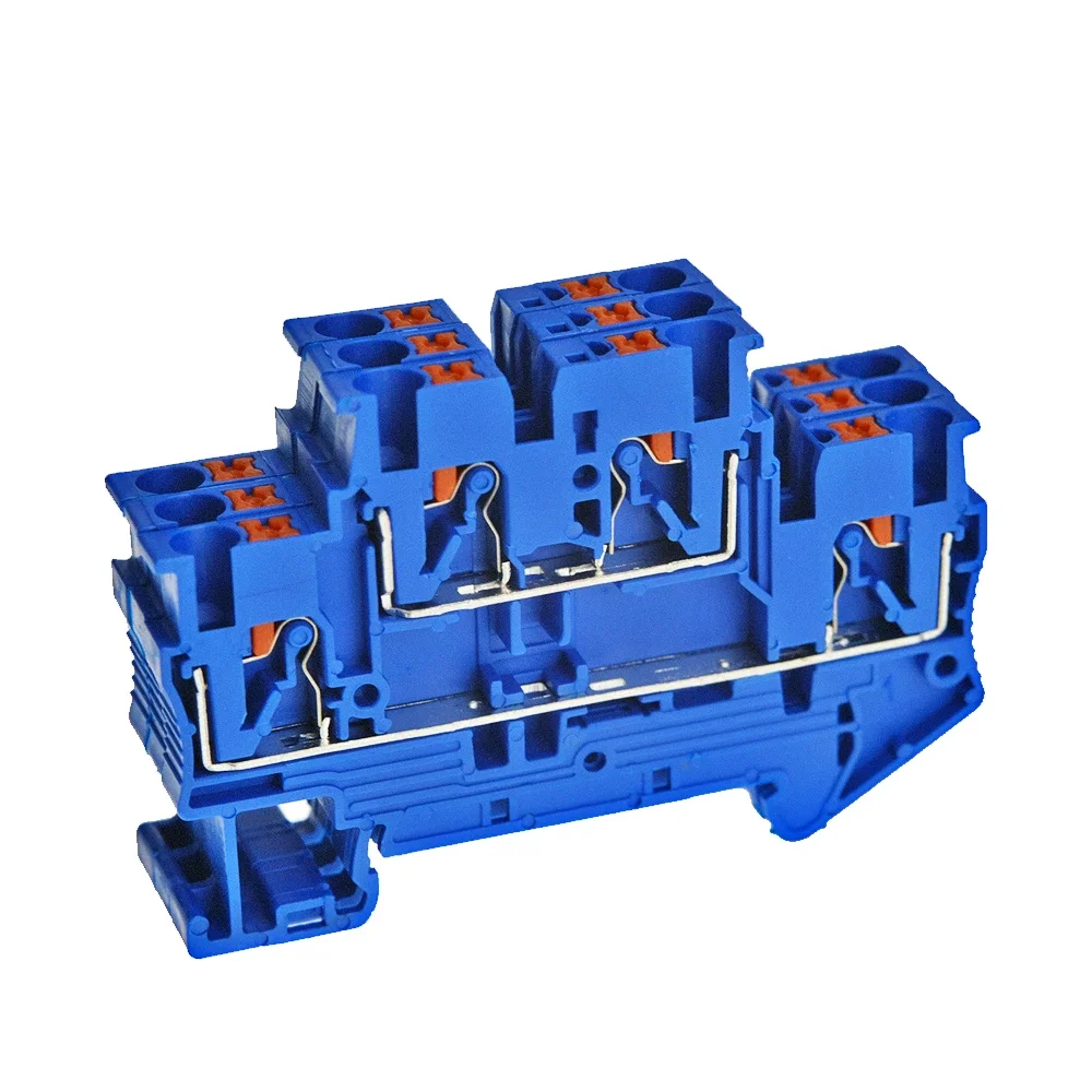 Imagem -02 - Din Rail Terminal Block Pttb2.5 Conector Elétrico Dupla Camada Primavera Fiação Conexão Fio Condutor Bloco Terminal 50 Pcs