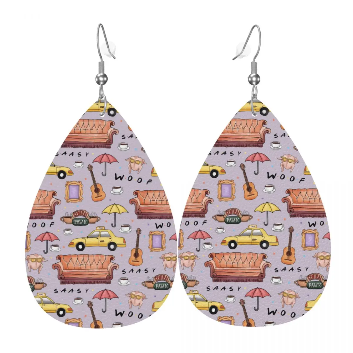 

Custom Funny Friends Collage Dangle Drop Earrings Leather Earrings for Women Fashion For Party