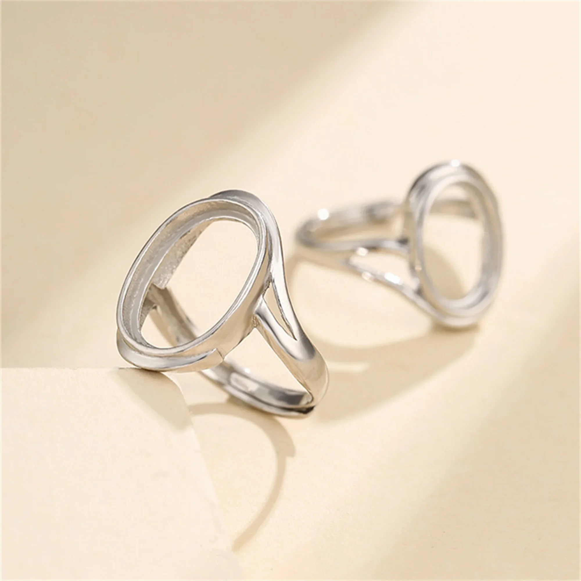 Ring Blank for 7x13mm/8x10mm/8x12mm/9x13mm/11x15mm/12x16mm/13x15mm/15x20mm Oval Cabochons 925 Silver Adjustable Ring Component