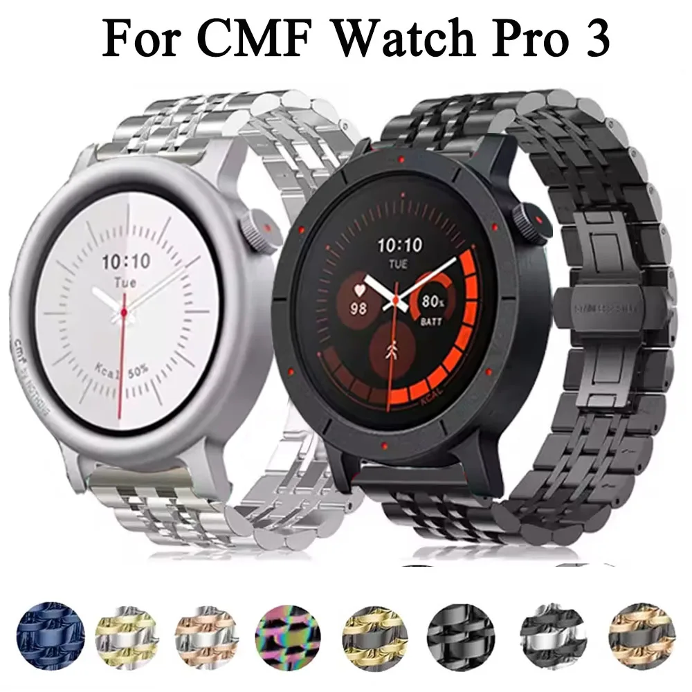 22mm 20mm Metal Band For CMF By Nothing Watch Pro 3 2 1 Stainless Steel Strap For CMF Watch Pro 3 Men Business Wrist Belt Correa