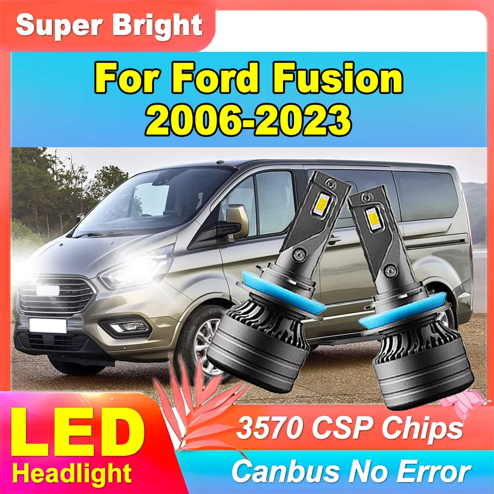 

2pcs Super Bright 20000LM LED Headlight H11 H8 H9 6000K White 120W Plug and Play Car Light CSP Chips For Ford Fusion 2006-2023