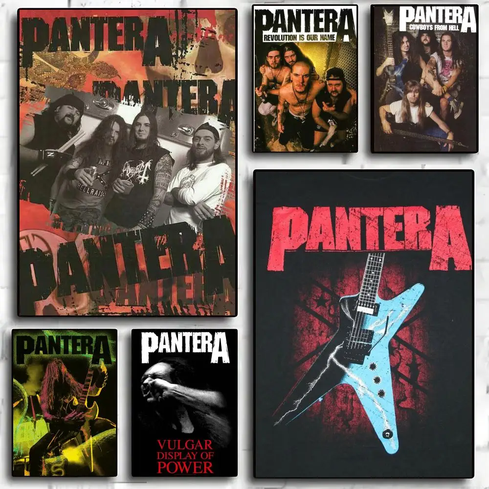 Pantera Band Vintage Poster Self-adhesive Living Room Bedroom Party Bar Decor Moisture-proof Fade-resistant