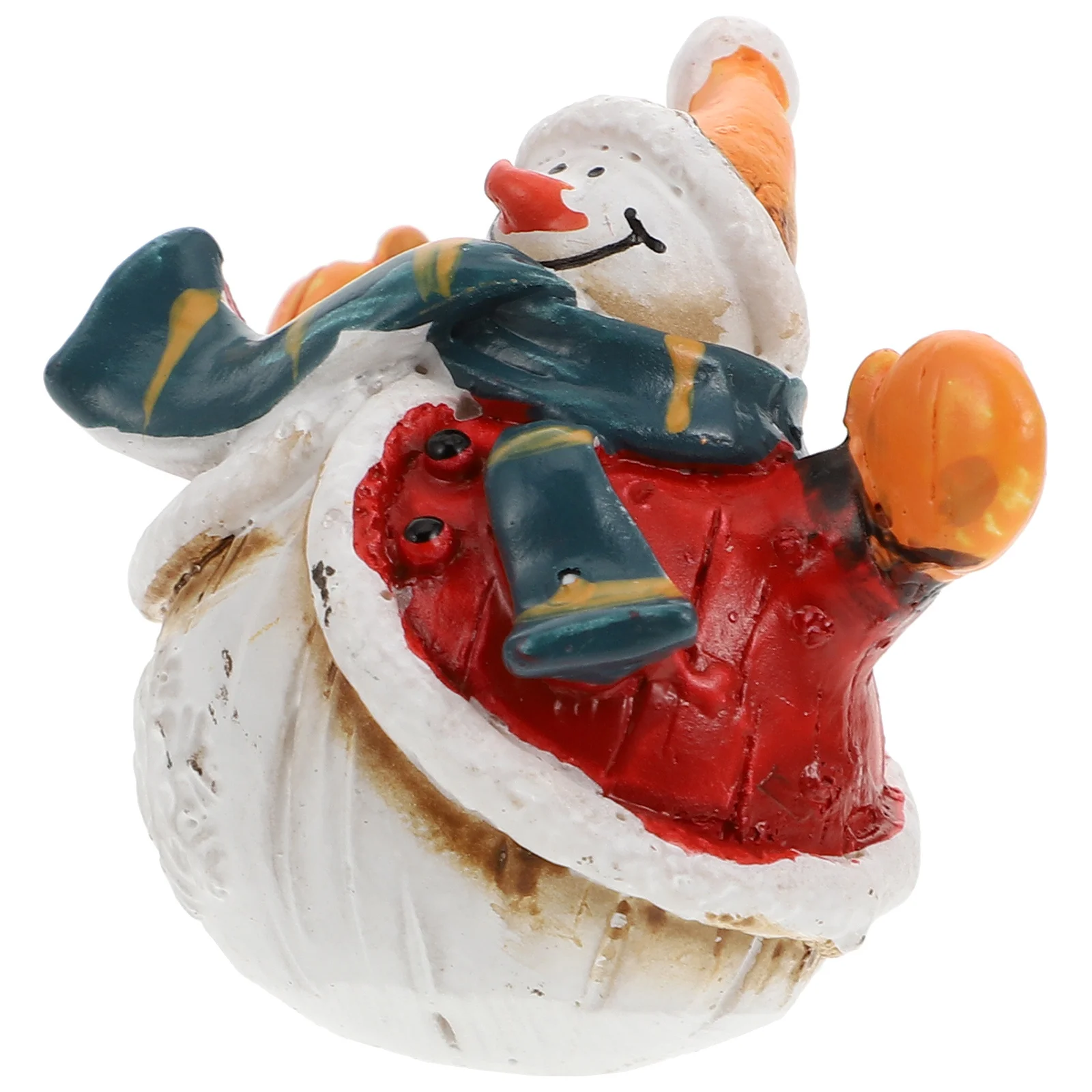 

1pc Snowman Decor Resin Craft Festive Home Christmas Ornament Desktop Adorn Unique Mini Scene Statue Garden Decoration