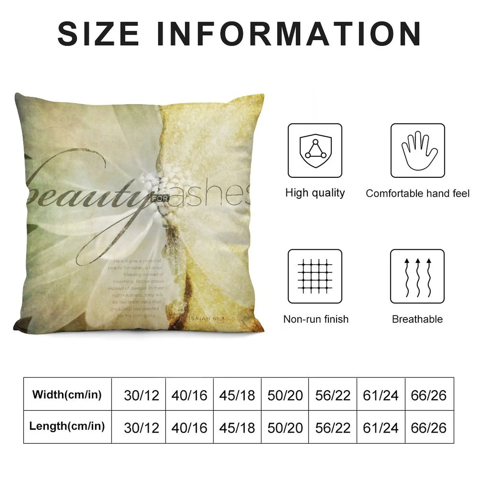 Beauty For Ashes Throw Pillow Cushions Home Decor Cusions Cover New year Bed pillowcases pillow