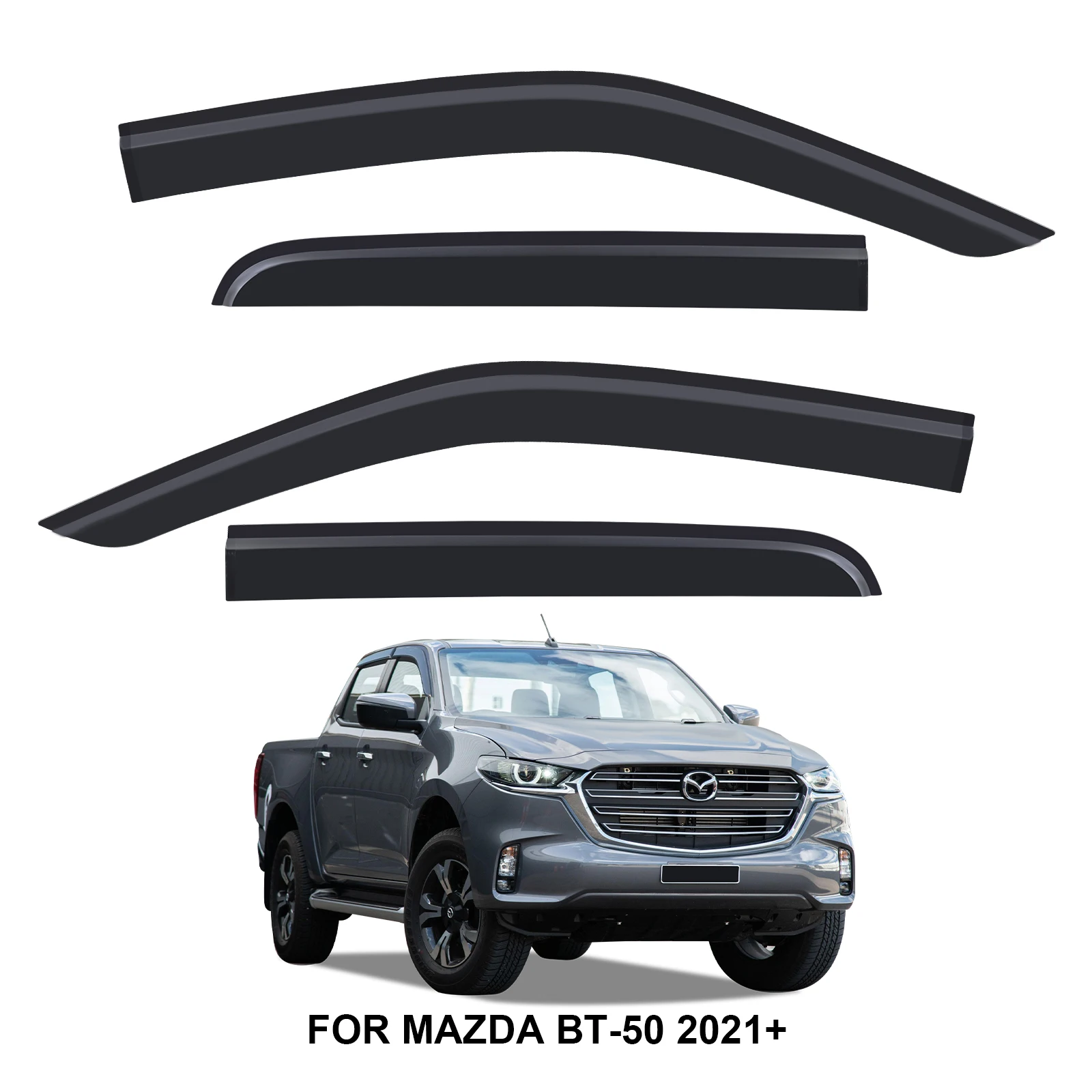 Auto Accessories Decorations Window Deflectors Door Visor Window Visor Weathershields For Mazda BT50 2021 2022 2023 2024