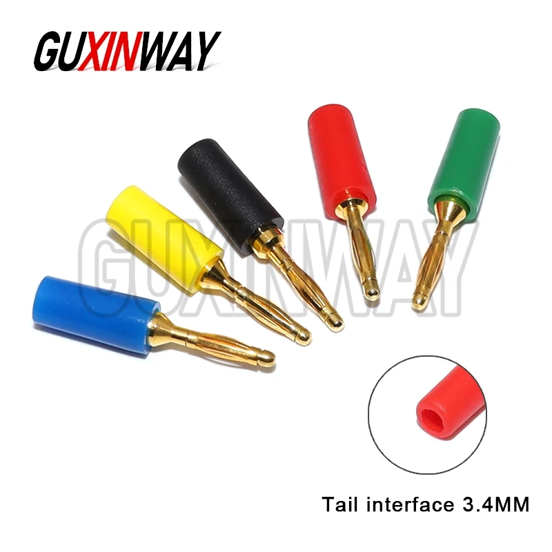 5PCS 2MM Audio Banana Plug Mini Speaker Welded Assembly Experimental Test Cord Head Pure Copper Gold Plated Plug Connector