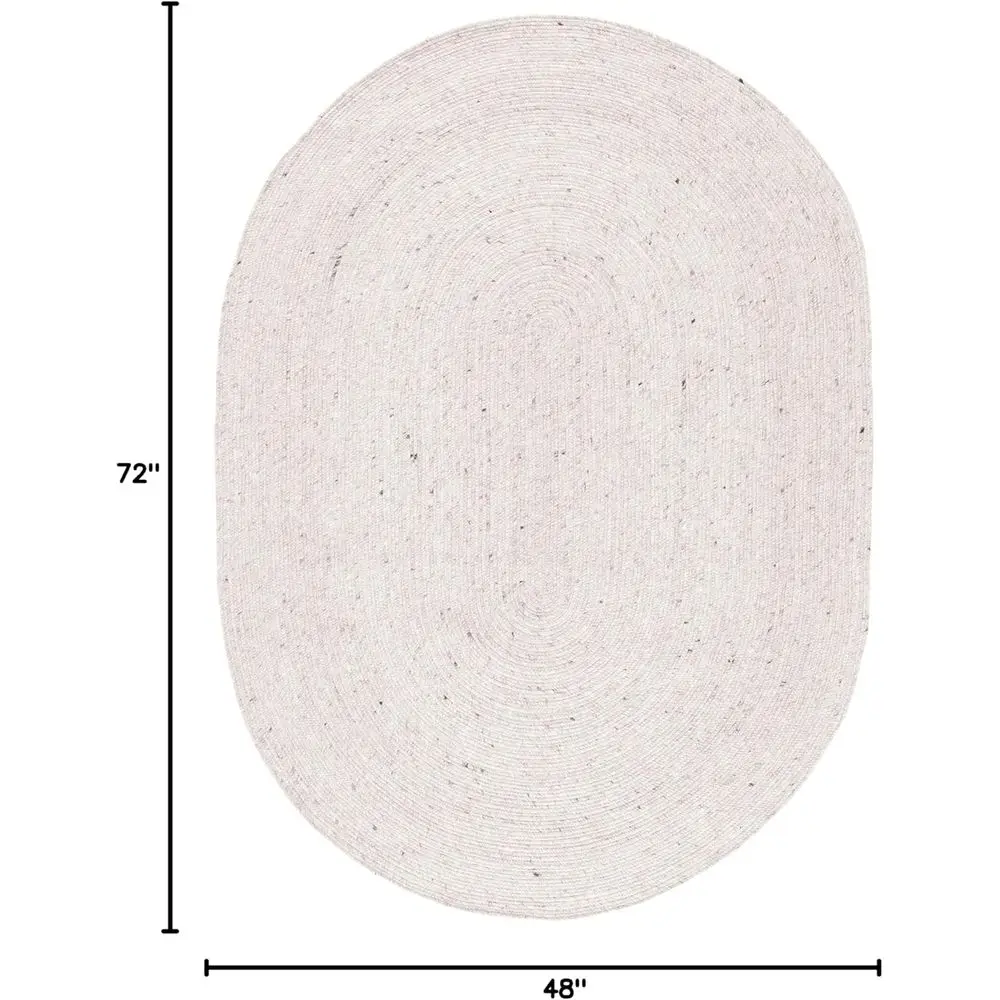 4' x 6' Beige Reversible Wool Rug, Handcrafted Cottage Style for Entryway, Living Room, and Kitchen