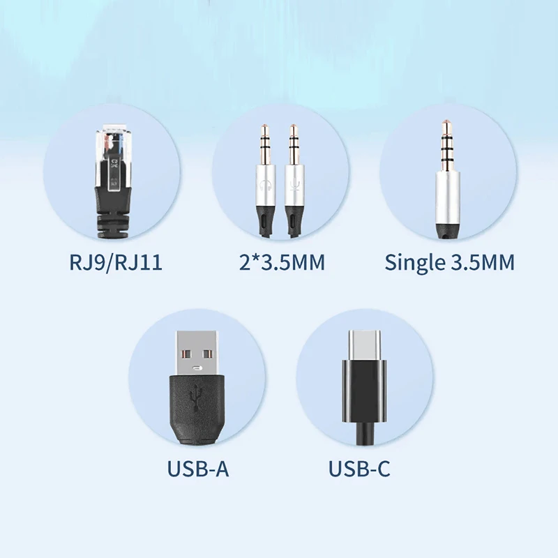 Headset mit Mikrofon für Callcenter, kabelgebundene Steuerungseinstellung, kompatibel mit PC/Handy/Festnetz