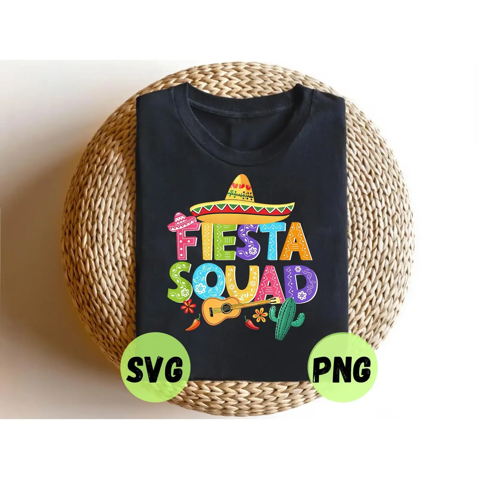 Fiesta Squad SVG PNG Cinco De Mayo Family Matching Design Mexican Party Group T Shirt Digital Download vintage Washed Unisex