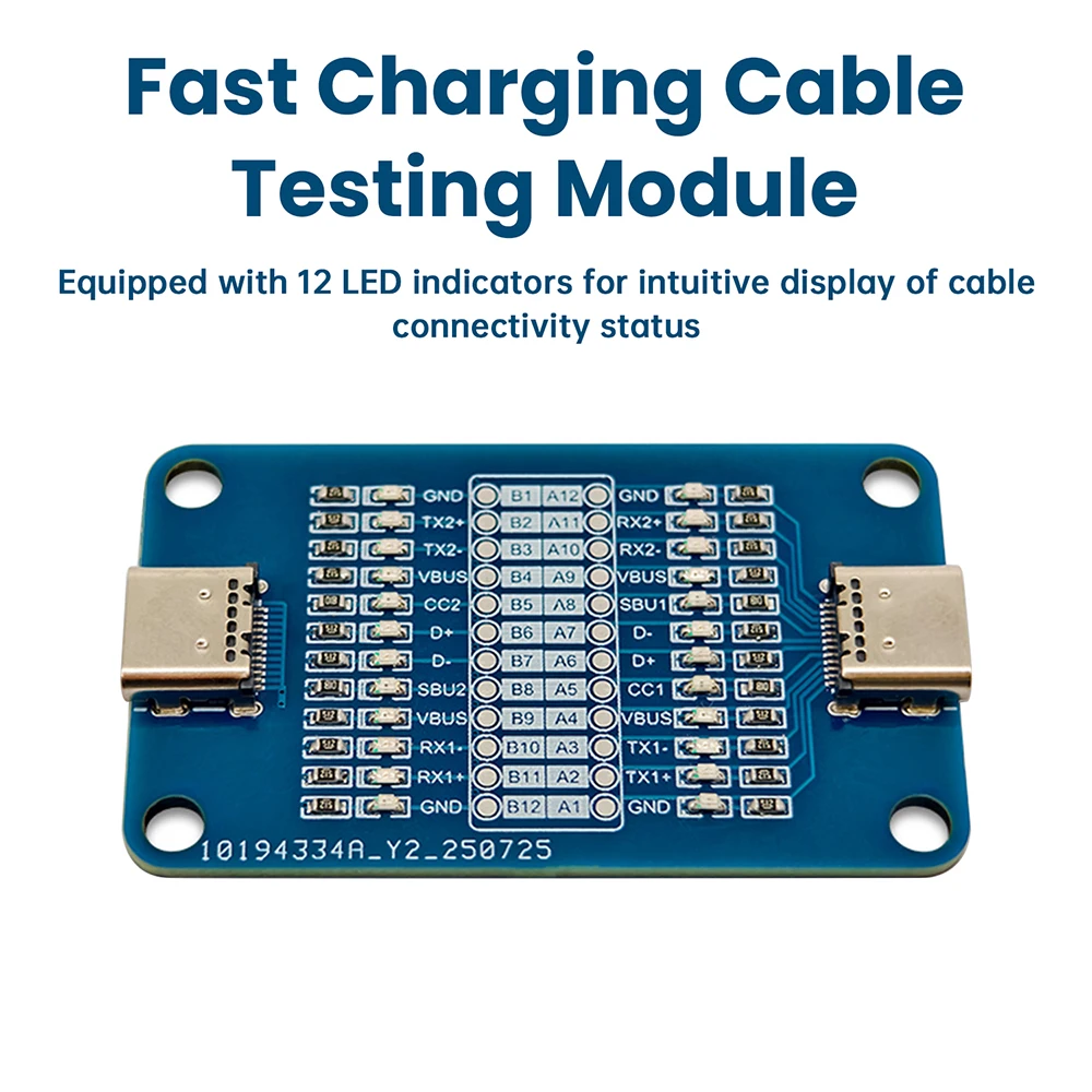 Double Head TYPE-C Fast Charging Cable Detection Module Type C to Type C Cable Continuity Checker 24pin USB-C Data Cable Tester