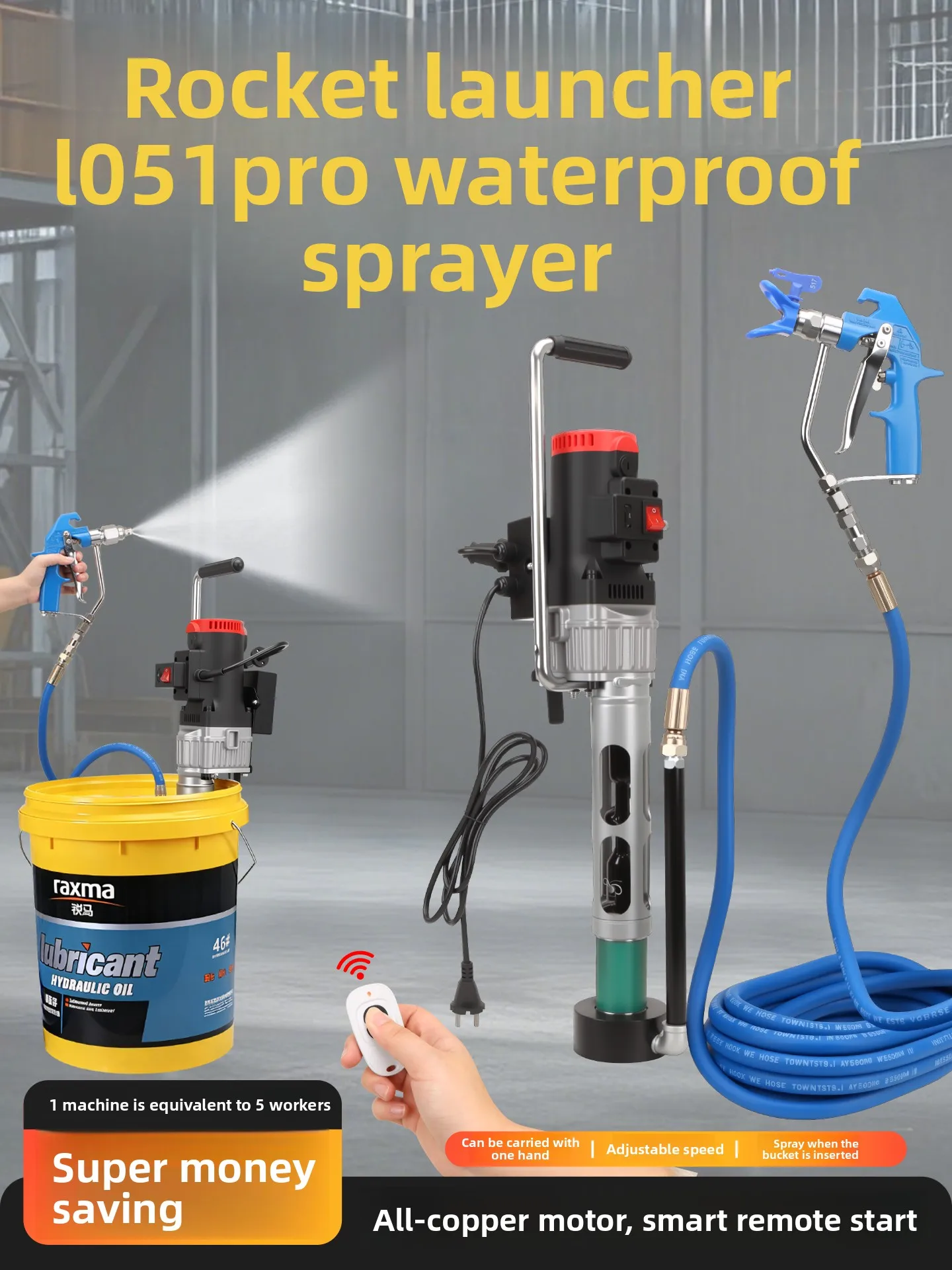 Multifunctional Small Cannon Spray Paint Machine Portable Handheld Airless Sprayer 1800W for Wall
