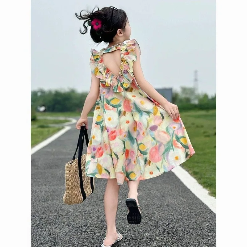 

Summer Girls Long Dresses Sweet Kids Clothes Bohemian Beach Floral Print Dresses for Girls Children Clothes Party Wear 12 Years