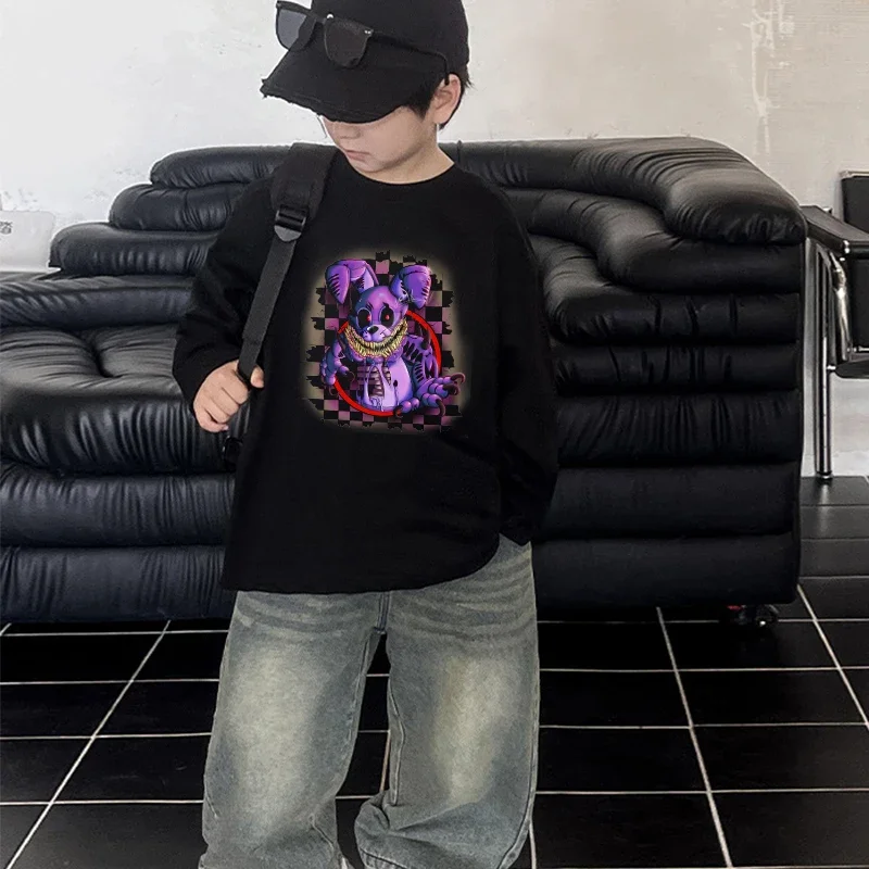 خمس ليال في فريدي طويلة الأكمام تي شيرت للأطفال أنيمي FNAF تي شيرت القطن موضة ملابس الأطفال قميص هدية عيد ميلاد
