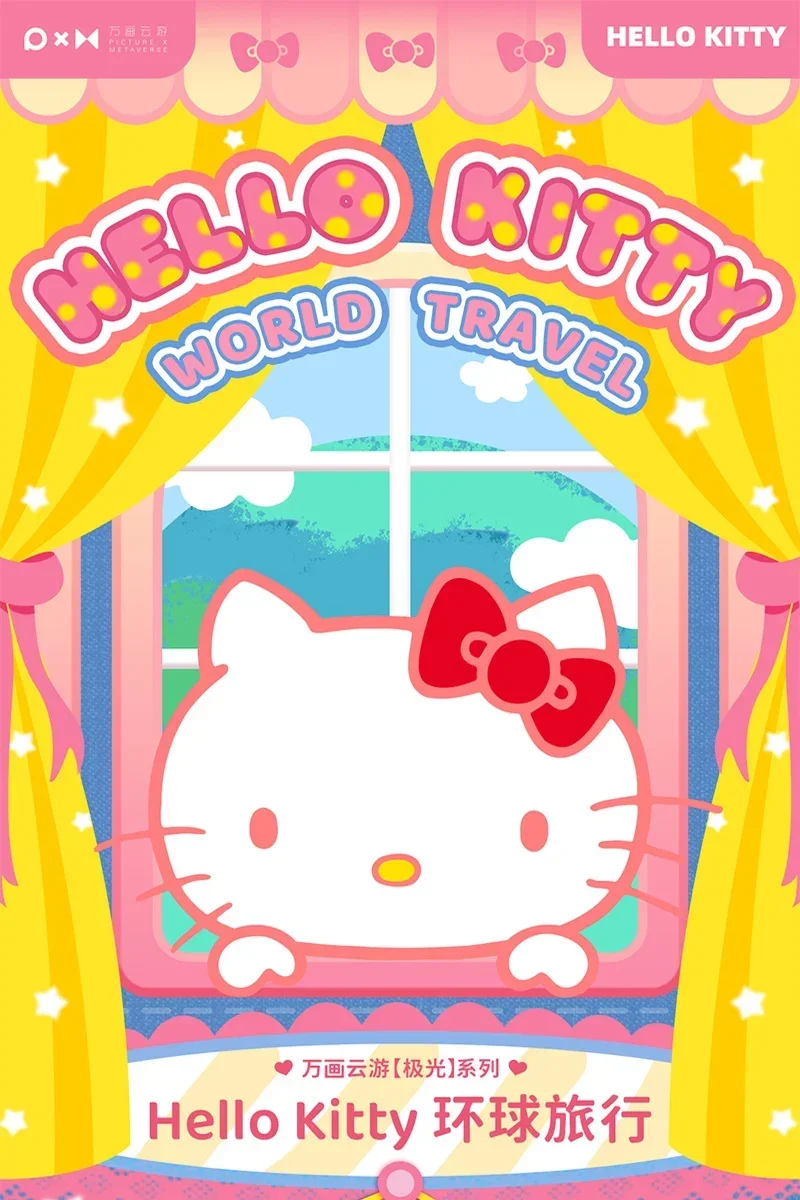 Echte Hellokitty-Kaart Wereldwijd Reisthema-Verzamelkaart Roze Schattige Anime-Collectie Kaartspel Hobby Kinderspeelgoed Cadeau