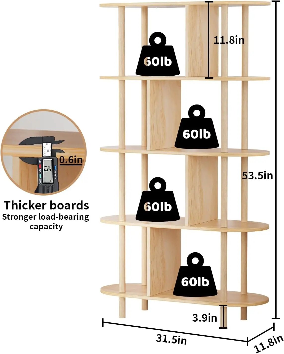 en Shelf Bookcase, Modern Open Bookshelf, Freestanding Storage Organizer Shelves, Multifunctional Display Stand, and Solid Wood
