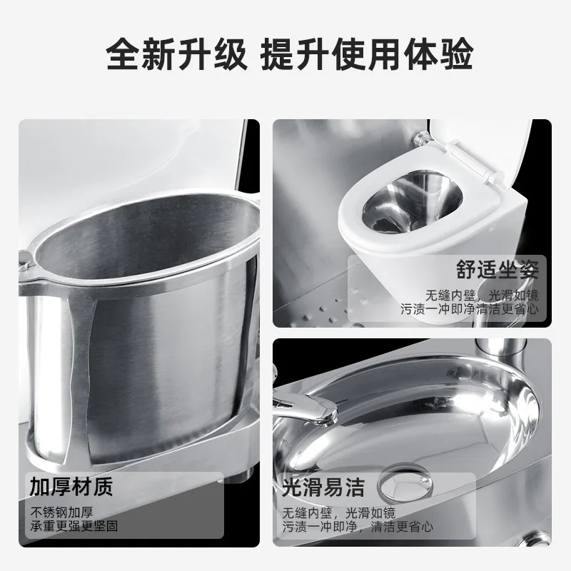 304 stainless steel toilet with wash basin, marine RV bath integrated toilet biodegradable toilet