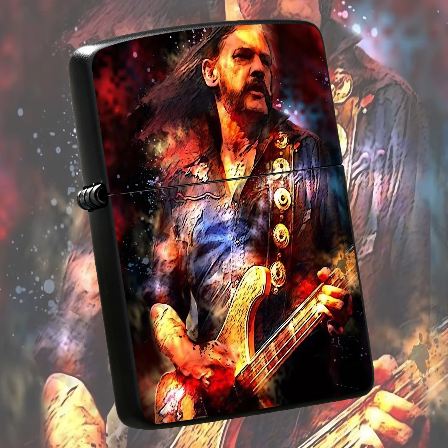 Rock Legend Themed Art Print Lighter, Nebula Vibrant Colorful Cool Stylish Portable Accessory, Perfect for Daily Gathering Outdoor Activities, All Scenario Compatible Practical Gift, Unique Artistic Exquisite Decorative  Humorous and intere