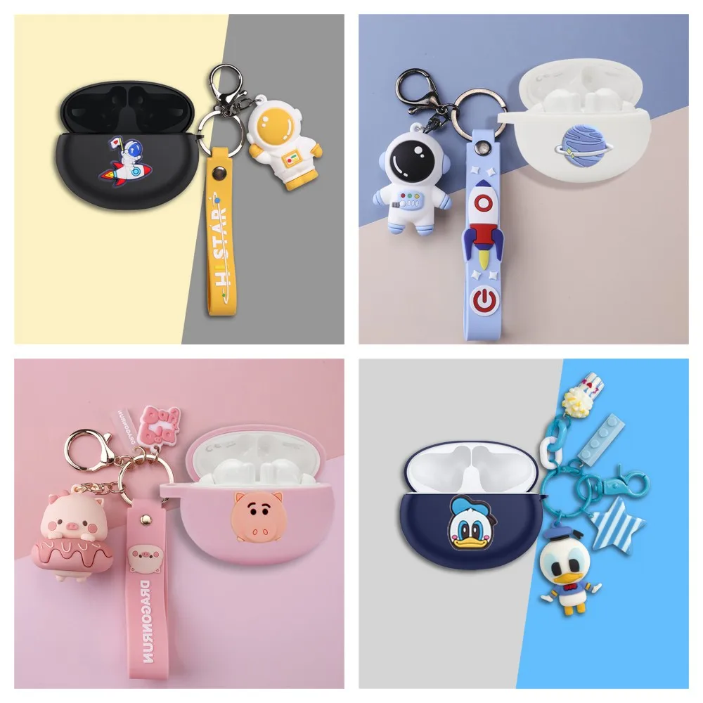 Cute Cartoon Astronaut Soft Earphone Cover for Huawei Freebuds 5i Earphone Wireless Headphone Case Box with Lovely Doll Keychain