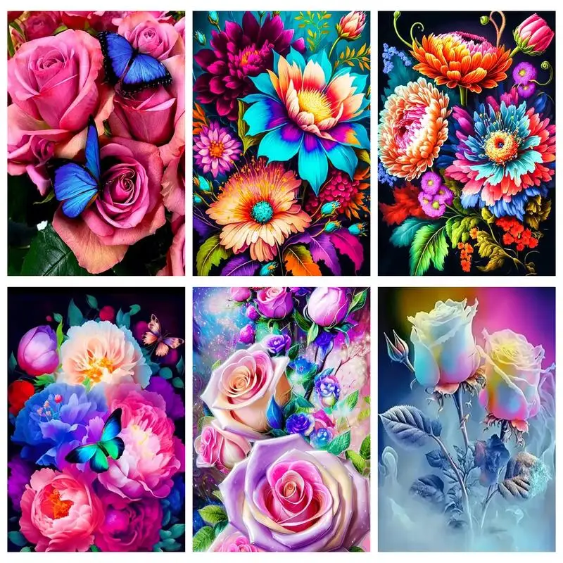 

RUOPOTY Painting By Numbers For Beginner Kits All flowers bloom together Decorative paintings Unique gift