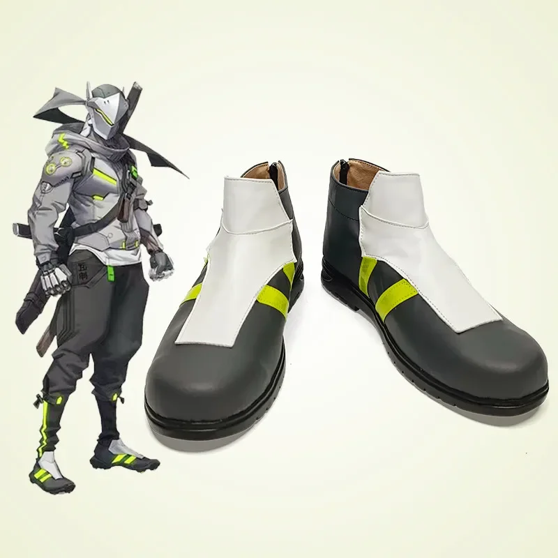 Game Overwatch Shimada Genji Cosplay Shoes Boots Halloween Aksesori Dibuat Sesuai Pesanan