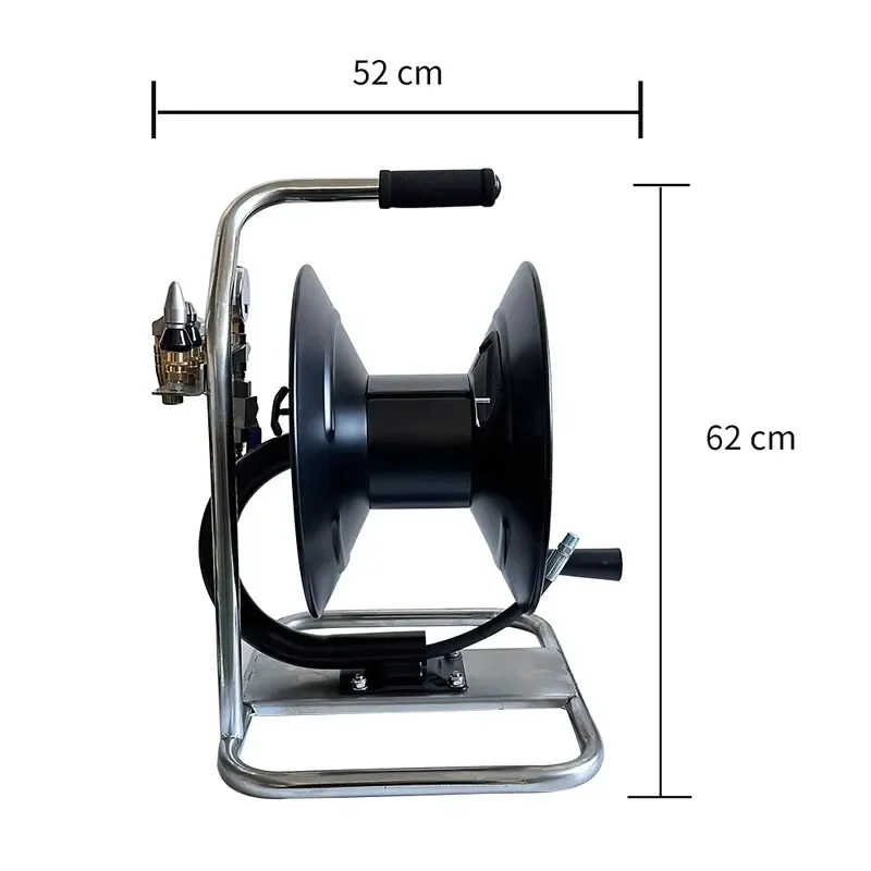 100FT Heavy Industrial Pressure Washer Hose Reel 30m Car Wash Manual Pivoting Hose Reel With Sewer Nozzle