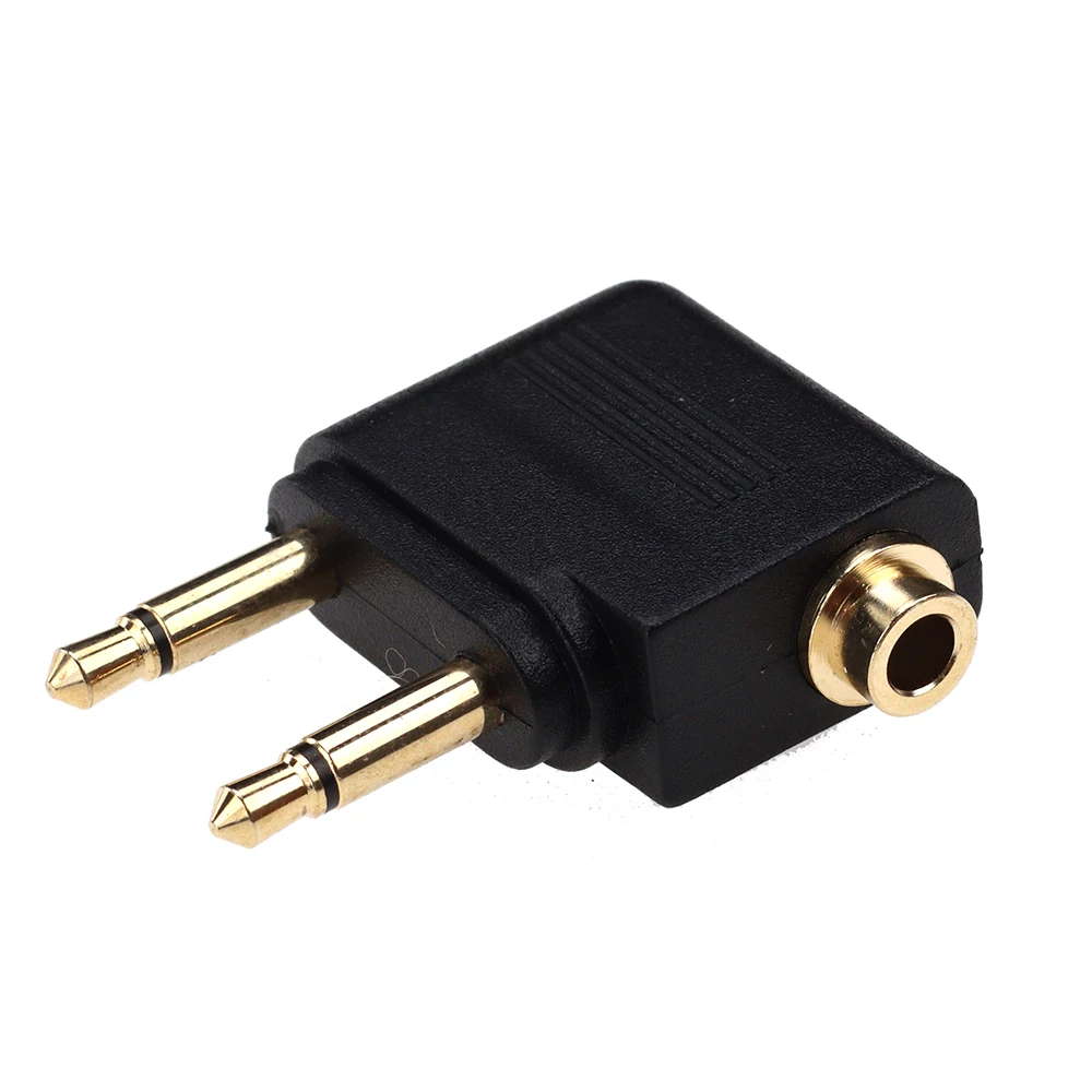 Imagem -02 - Banhado a Ouro 3.5 mm Avião Airline Fone de Ouvido Mono Conversor de Áudio Viagem Jack Plug Splitter Adaptador Conector 100 Peças