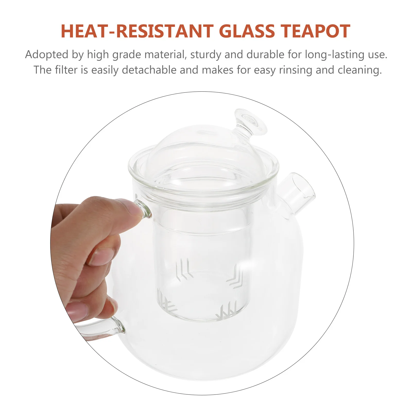 

Large Capacity Glass Teapot with Detachable Filter Sturdy Heat Resistant Tea Kettle for Herbal Fruit Tea Household Decorative