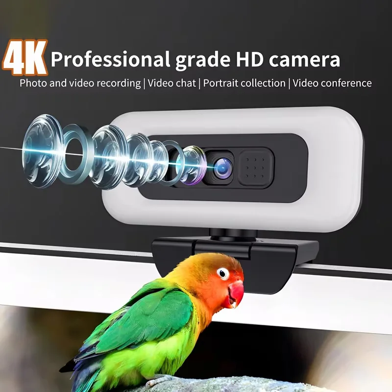 كاميرا ويب VIVO 4K 2K كاميرا صغيرة كاملة الوضوح كاميرا ويب للكمبيوتر المحمول التركيز التلقائي كاميرا ويب بث مرن مع ميكروفون ضوء البث المباشر #2