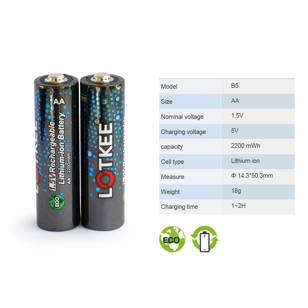 1.5V AA Battery Lithium Polymer Charged Alkaline Replacement for Digital Camera Remote Control aa aaa Charging