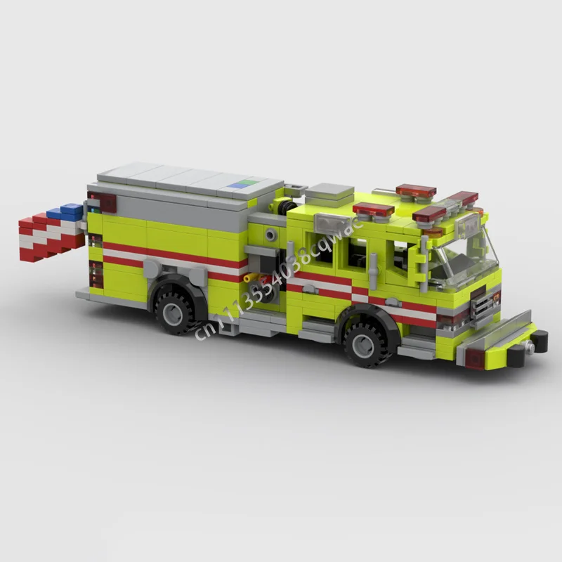 NEW 457PCS Fire Truck Emergency Rescue Vehicle MOC Model Building Blocks DIY Creative Assembly Educational Toy Collection Gifts