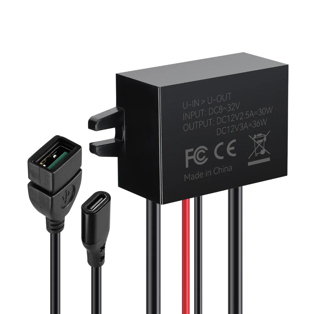 Professional 12-24V 30W Step Down DC Converter Fast Charging Universal Buck Module Type-C Power Supply Module Automobile