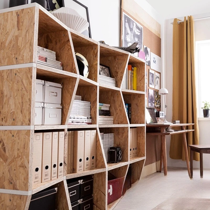 

Bookshelf free combination multi-grid steel and wood storage shelf floor creative design